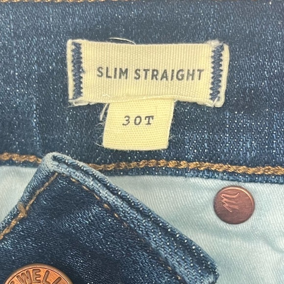 **LIKE NEW**Madewell Indigo Denim Jeans with Brown Leather Patch - Picture 6 of 11